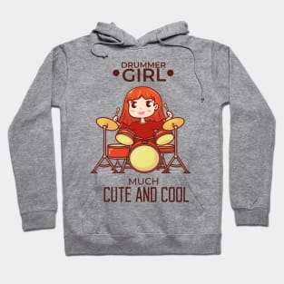 drummer girl cute and cool character illustration Hoodie